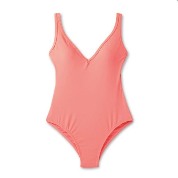 Kona Sol V-Neck Over the Shoulder High Leg One Piece Swimsuit | SMALL 4-6 | NWT - Picture 3 of 6